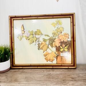 Retro Vtg JONI EARECKSON "New Life" Monarch Butterfly on Board Framed Art Print